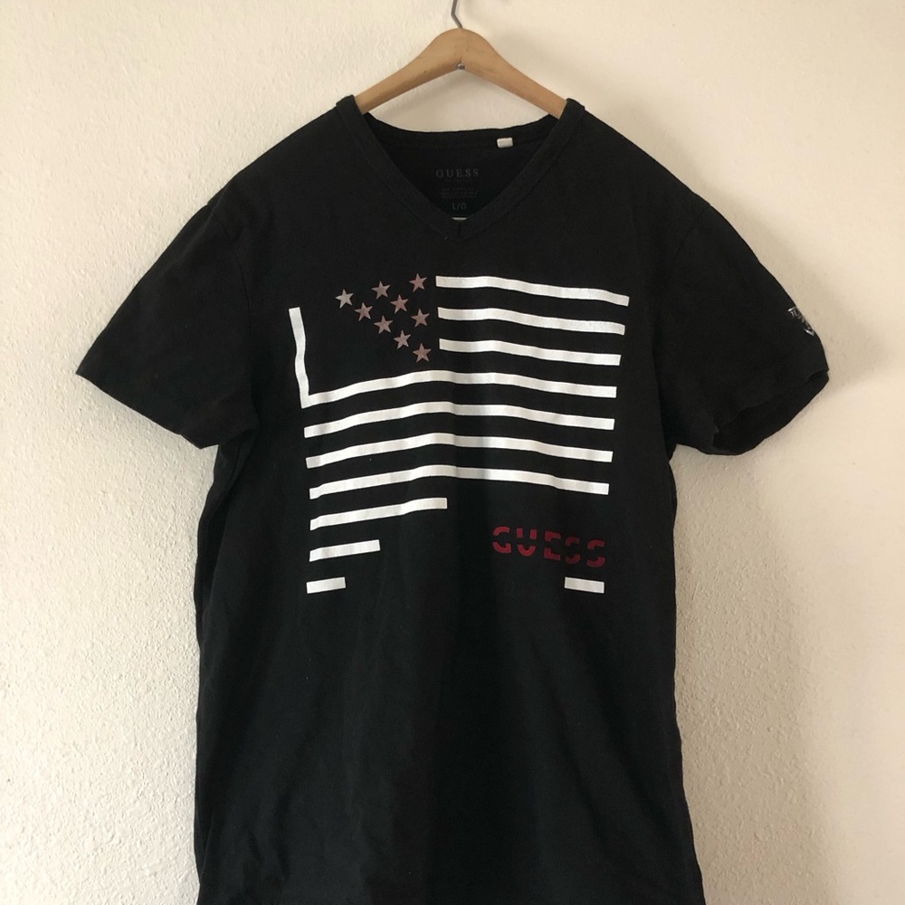 GUESS Black American Flag Graphic T-Shirt NWOT